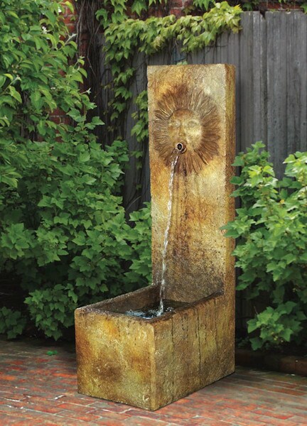 Del Sol Single Spouting Sun Fountain Sunshine Garden Cement Stone